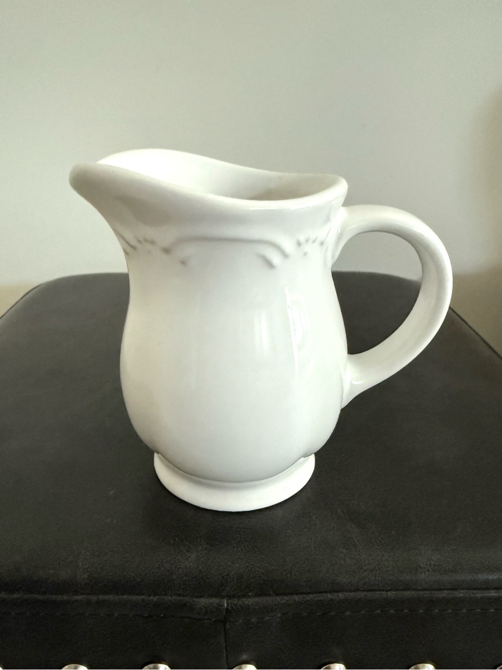 Pfaltzgraff White Embossed Ceramic Creamer Pitcher